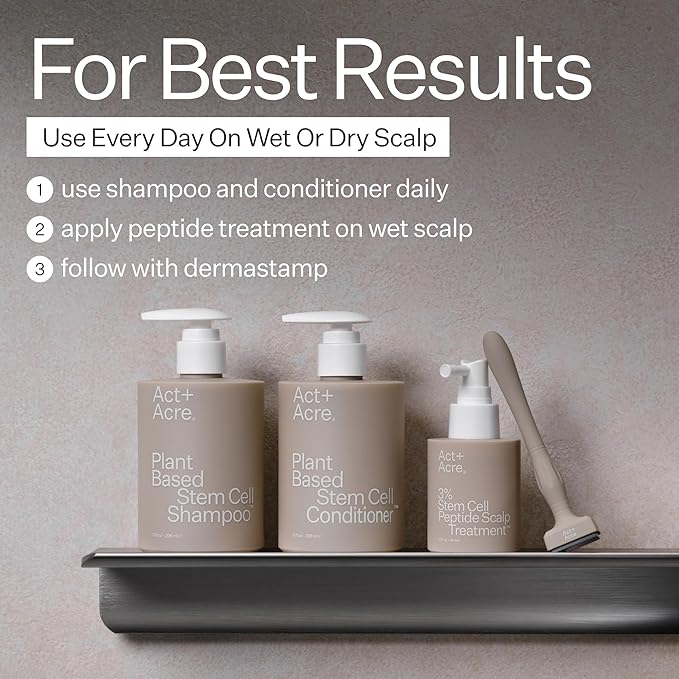 ACT+ ACRE Stem Cell Shampoo | Boosts Density, Hydrates Scalp, Removes Build-Up | Thicker, Fuller Looking Hair | Swiss Apple Stem Cells, Caffeine, Hyaluronic Acid | Vegan, Cold Processed® | 10 Fl Oz