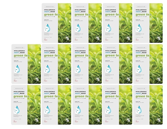 Hyaluronic Aqua Plus Essence Full Face Facial Sheet Mask 14 Sheets - 2 WEEKS SET (GREEN TEA - 14 pack)