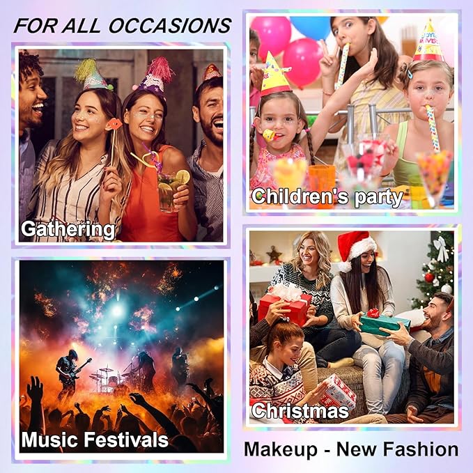 8Pcs Face Makeup Patches, Glitter Freckles Face Tattoo for Teenagers & Young Women, Sparkle Freckles Makeup Patches, Waterproof Face Glitter Freckles for Christmas (8Pcs Holographic Multicolor)