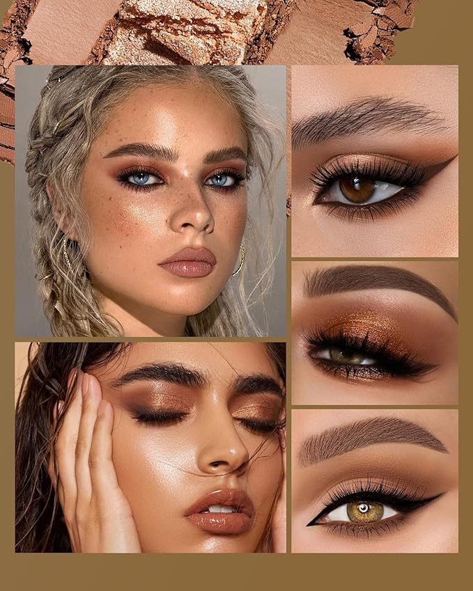 MAKI YIKA Brown Eyeshadows Palette Nude Eye Shadow 9Color, Naked Eyeshadow Matte Shimmer Glitter Eye Shade Long Lasting Pigmented Eye Makeup - Brown