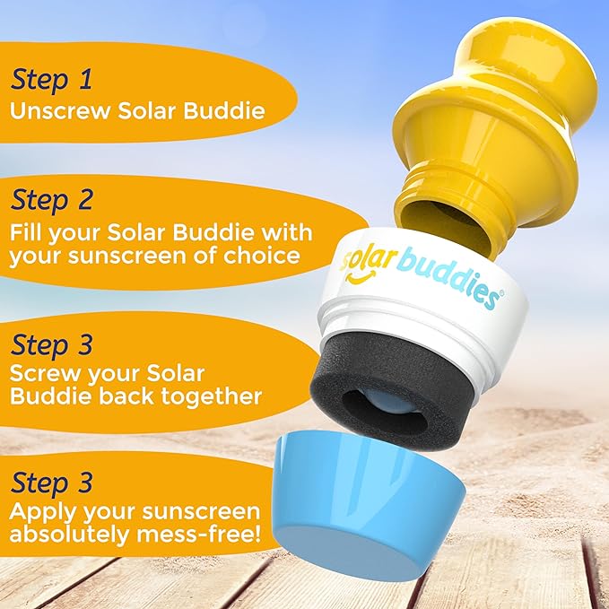 Solar Buddies Sunscreen Applicator - Blue & Green Duo - BPA-Free Refillable Roll on Sponge Sunscreen, Suncream & Lotion Applicator For Kids, Adults & Families - Holds 3.4fl oz, Perfect Size for Travel