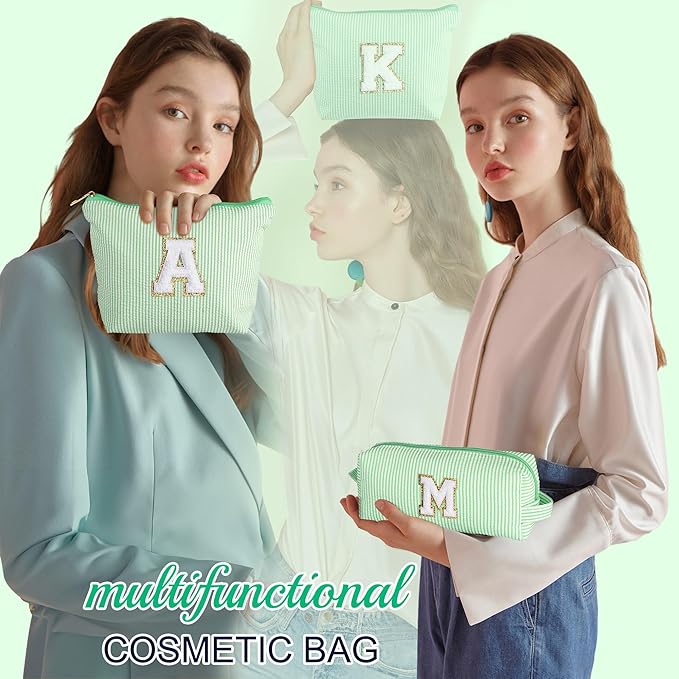 YOOLIFE Gifts for Girls Teen Girls - 2 Travel Makeup Bag | Initial Make Up Bag | Personalized Gifts for Women Friends | Skin Care Bag | Makeup Bag for Girls Teen Girls | Tween Girls Trendy Stuff A