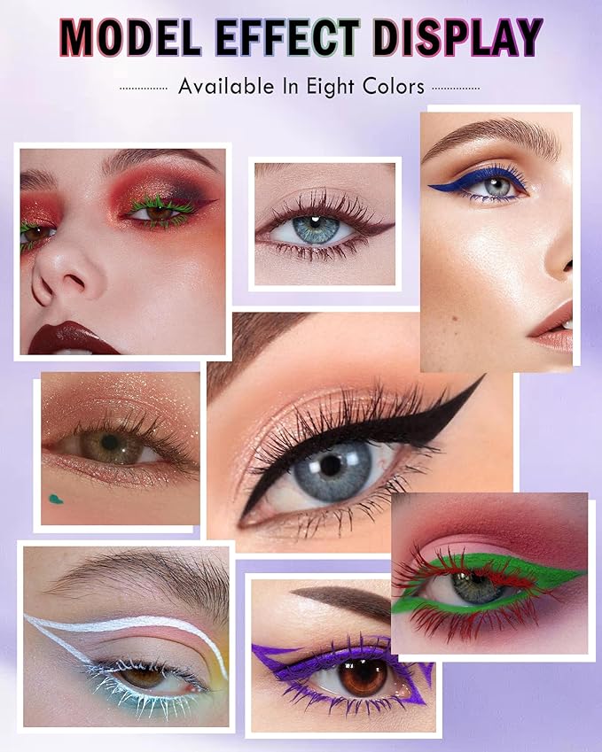 Red Mascara Green Eyeliner Set,5D Waterproof Fiber Colored Mascara Volume and Length,Longlasting Smudgeproof Color Eye Liner Pen,Cosplay Party Stage Use,Mother's Day Makeup Gift Kit for Women Girl