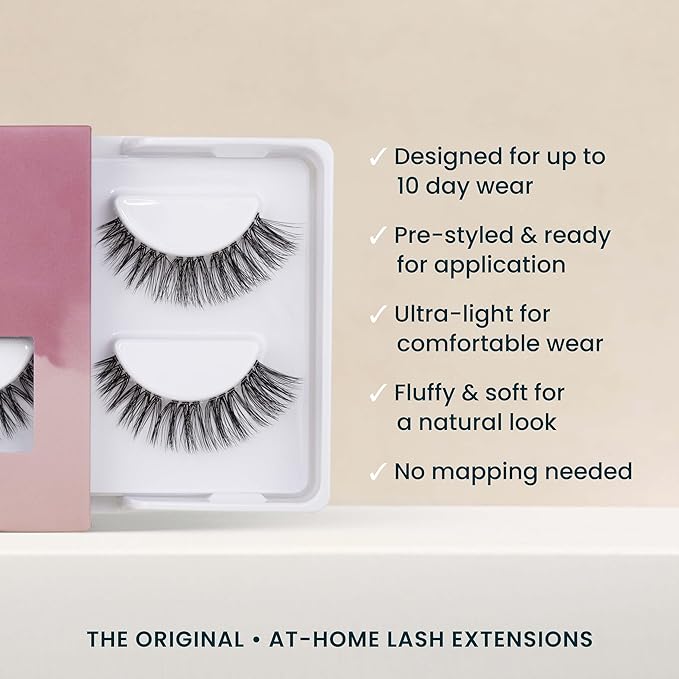 FlutterHabit The Wink Lashes, DIY Lash Extensions [Up to 10 Day Wear], Mid-Length & Wispy Doll Eyed Cluster Lashes, Salon Quality Eyelashes Extensions, Natural Lashes, No Lash Glue Included