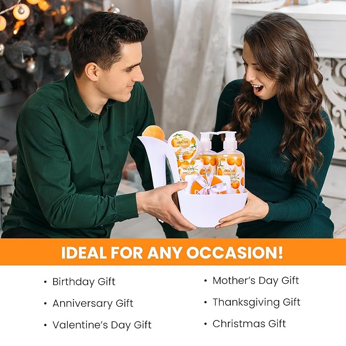 Luxury Spa Gifts for Women – 8 Pc Citrus Scented Bath and Body Set with Bubble Bath, Lotion & More – Luxury Self Care Kit for Wife, Mom, Girlfriend, Birthday Gifts for Women by Draizee