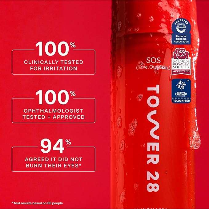 Tower 28 SOS Gel Cleanser + Makeup Remover for Sensitive Skin, Gentle Hydrating pH-Balanced Face Wash Removes Makeup and SPF Without Drying - 150ML