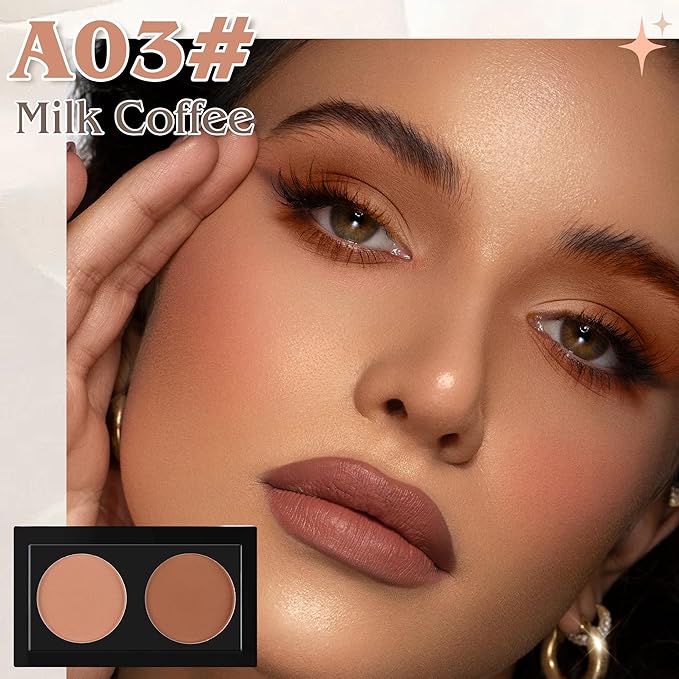 Duo Eye Shadow Powder，Nude&Light Brown Matte Eyeshadow Makeup Palette，Neutral Shades Eyeshadow Palette for Woman Daily Eyes Looks，Highly Pigmented，Smooth, Blendable，sombras de ojos, Cruelty-Free 03