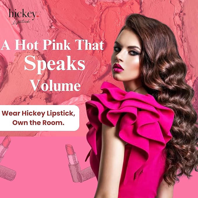Hickey Lipstick Walk of Shame Organic Hot Pink Lipstick Refill - Long Lasting Lipstick for Women - Hydrating & Moisturizing Shade, Lip Color for Women, Gluten-Free & Vegan with Highly Pigmented