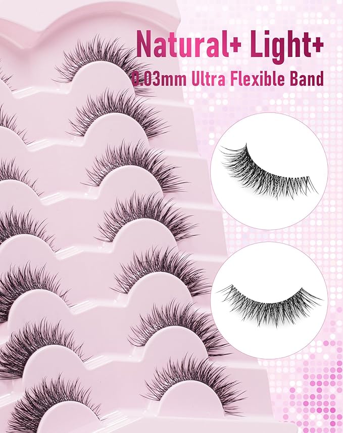 Frihappy Cat Eye Lashes Natural Mink Eyelashes Wispy Natural Look HA-50