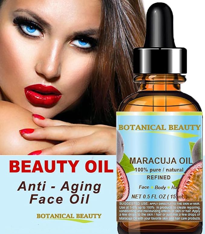 Botanical Beauty MARACUJA OIL 100% Pure Natural Cold Pressed Undiluted for Face, Skin, Hair, Body, Lip, Nails 0.33 Fl Oz - 10 ml Rich in Vitamin C