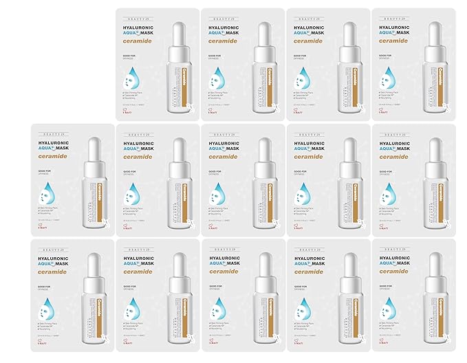 Hyaluronic Aqua Plus Essence Full Face Facial Sheet Mask 14 Sheets - 2 WEEKS SET (CERAMIDE)