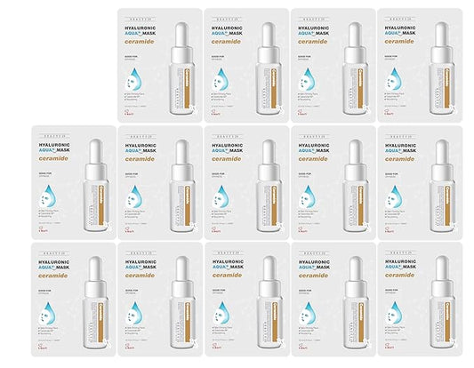 Hyaluronic Aqua Plus Essence Full Face Facial Sheet Mask 14 Sheets - 2 WEEKS SET (CERAMIDE)