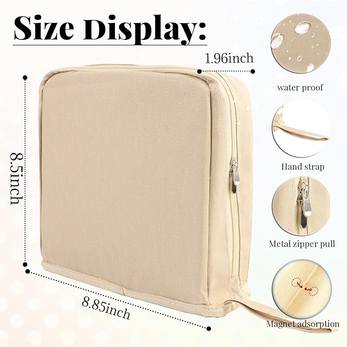 Standing Makeup Bag Gift Set – Large Travel Cosmetic Organizer That Supports Mirror or Phone – Includes 3 Silk Scrunchies & 10 Duckbill Hair Clips – Great Gift for Women & Girls (BEIGE)