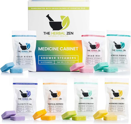 Shower Steamers Aromatherapy Bombs (Variety Pack) – Adult Christmas Stocking Stuffer – Made in USA - Shower Tablets Aromatherapy – Natural Essential Oils – Self Care Gifts for Women and Men (14 Pack)