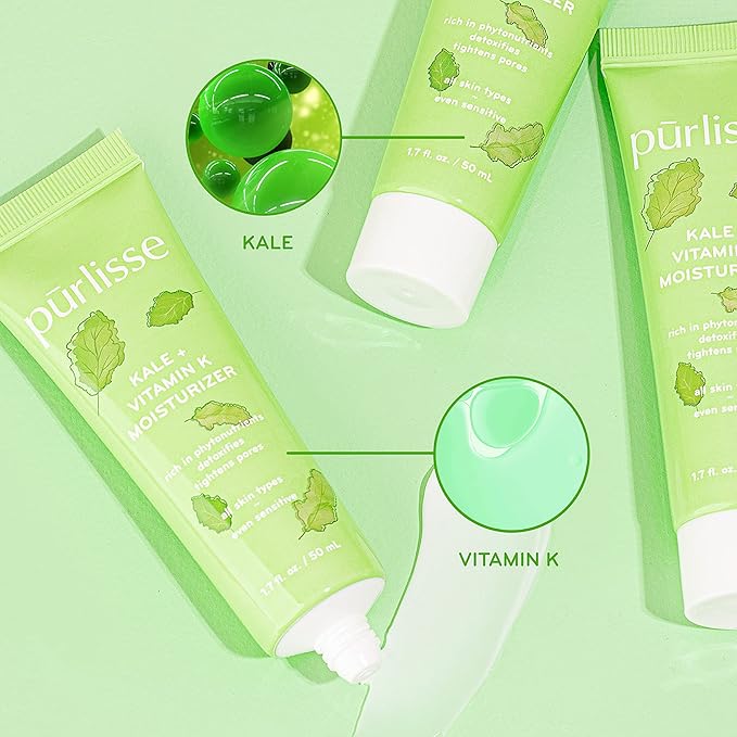 pürlisse Kale + Vitamin K Hydrating Face Moisturizer - Face Moisturizer for Detoxifying & Pore Tightening - Packed with Antioxidants for Smooth, Radiant & Youthful Skin (1.7 Fl oz)