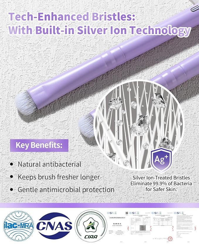 Eyeshadow Smudge Brush, EIGSHOW Short Shader Brush with Silver Ion Bristles – Precision Crease & Cat Eye Makeup, Vegan & Cruelty-Free (E806P)