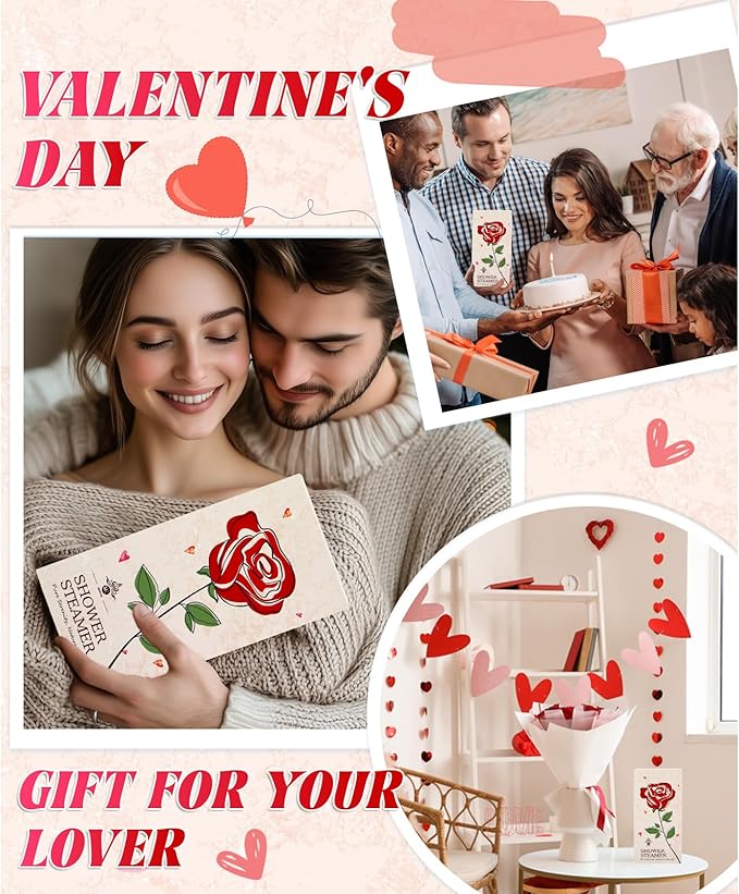 10 Rose Scented Shower Steamers - Luxury Aromatherapy Gift Set for Girls, Wife & Mom,Christmas Stocking Stuffers Gifts for Teen Girls, White Elephant Gifts for Her, Birthday Gifts for Women