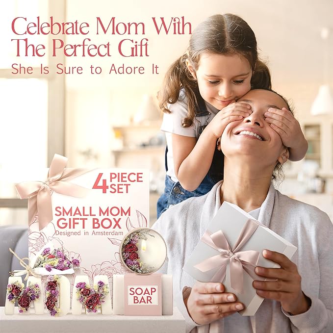 Gift Basket for Mom – Birthday Box & Spa Set – Relaxing Mom Gift Box with Candle, Soap & Wax Melts – Perfect Birthday or Holiday Present