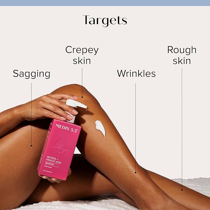 Medix 5.5 Anti Aging Skin Care | Retinol Body Cream + Exfoliating AHA Glycolic Acid Foaming Face & Body Wash + Vitamin F Booster Serum | Wash + Treat + Hydrate Skincare | 3 Piece Set