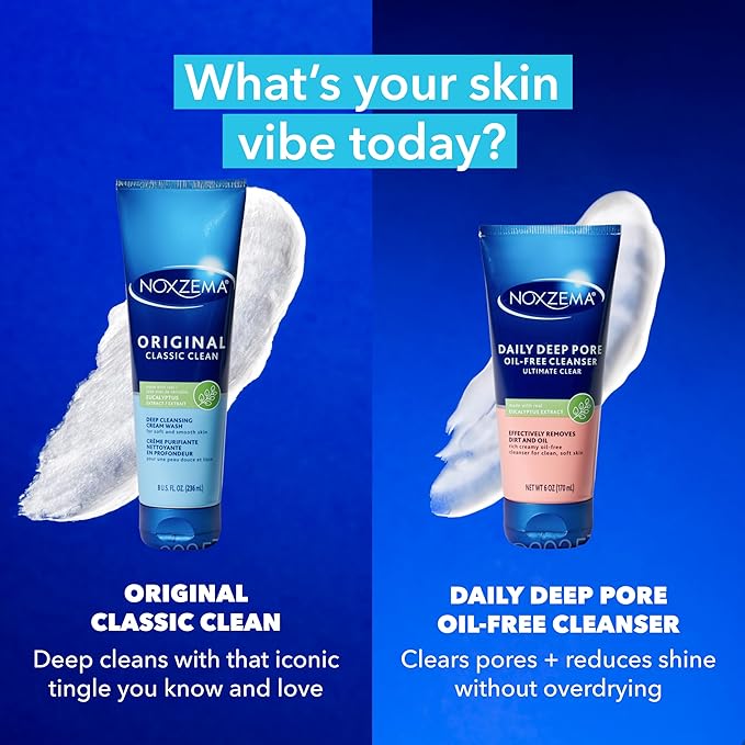 Noxzema Ultimate Clear Daily Deep Pore Oil-Free Cleanser for Soft, Smooth Skin Daily Face Wash for Women and Men, Facial Cleanser for Acne Prone Skin, 6 Oz Ea (Pack of 6)