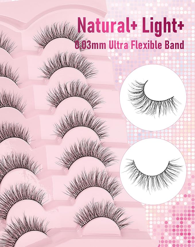 Frihappy Natural Looking False Eyelashes Natural Lashes False Lashes Wispy Lashes C Curl Lashes 15mm Lashes 3D Air-Isis