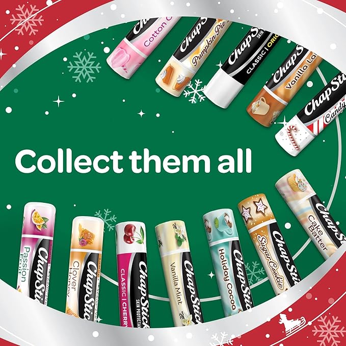 ChapStick Bulk Lip Balm, Candy Cane, 36-Count (12 Packs of 3) – Fresh & Minty Lip Moisturizer, Stocking Stuffer, 0.15 Oz Ea