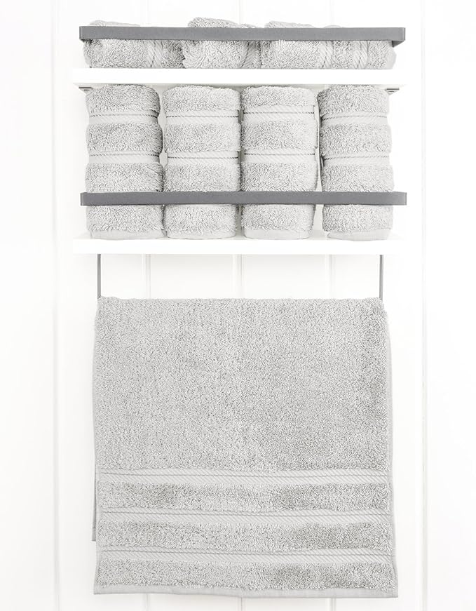 American Soft Linen Luxury Hand Towels for Bathroom, 600 GSM 100% Cotton Turkish 4 Piece Hand Towel Set, 600 GSM Hand Face Towels for Kitchen, Silver Grey Hand Towels
