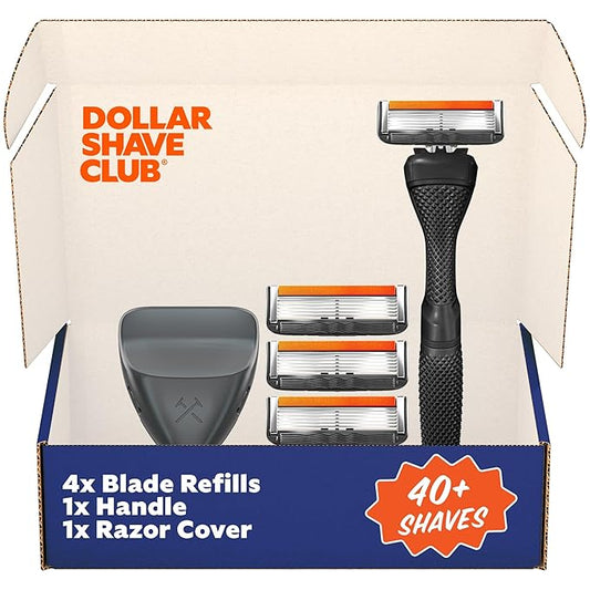 Dollar Shave Club | Travel Shave Set | 4 Extra Close Refill Cartridges, 1 Handle, 1 Razor Cover