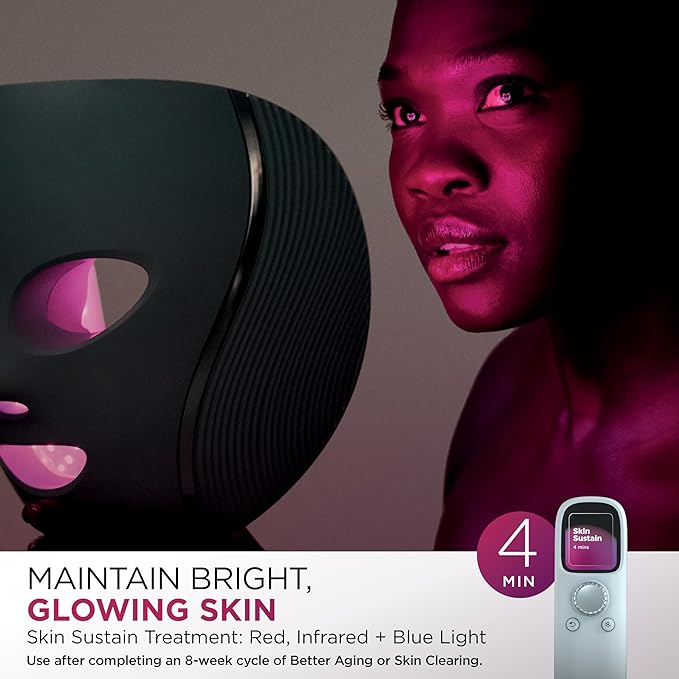 Shark CryoGlow LED Face Mask with Under-Eye Cooling, Anti-Ageing & Blemish Repair, Red & Blue LED, Infrared Light Therapy, USB-C, Remote Control, Storage Bag, Blue Frost, FW312