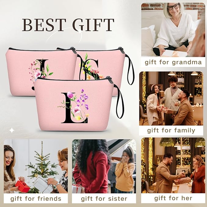 Happy Birthday Friendship Bridesmaid Team Gifts for Employees Women Mom Aunt Daughter Teenage Girl Personalized Make up Cosmetic Bag Travel with Mirror Mothers Day Christmas Graduation L