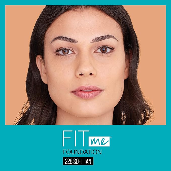 Maybelline New York Fit Me Matte + Poreless Liquid Foundation, Pouch Format, 228 Soft Tan, 1.3 Ounce