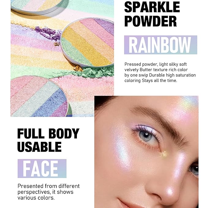 Multi-Use Chameleon Eyeshadow & Highlighter Palette – Iridescent Multichrome Shimmer with Color-Shifting Glow, Long-Lasting Waterproof Glitter Makeup for Eyes, Face & Festival (Dreamy Galaxy)