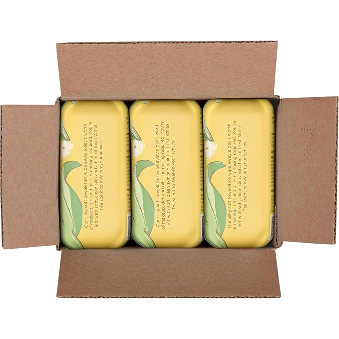 Burt's Bees White Tea Face Wipes, for All Skin Types, Hydrating Makeup Remover & Facial Cleansing Towelettes, 30 Ct. (3-Pack)