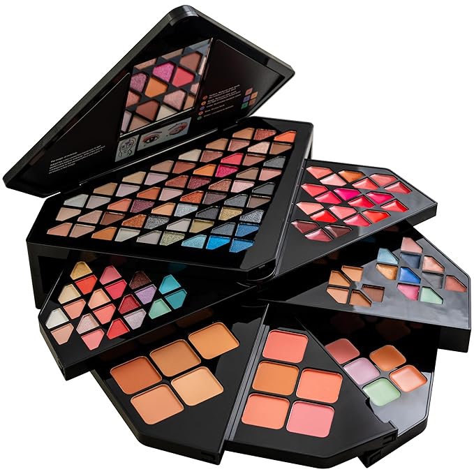 SHANY All in One Color Vibe Makeup Set - 80 Eyeshadows, 20 Lip Colors, 10 Eye Creams, 5 Eye brow makeup, 5 Concealers color corrector, 5 Blushes, 5 face powders and Makeup Mirror.