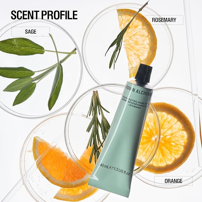 Grown Alchemist Regenerating Hand Cream with Nourishing Phyto-Peptide Almond & Sage, 40 mL