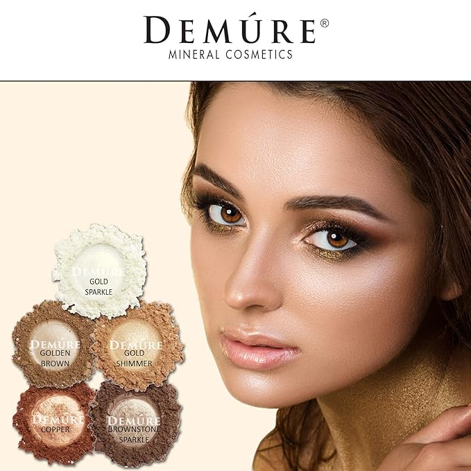 Demure Mineral Make Up (Gold Sparkle) Eye Shadow, Shimmer Eyeshadow, Loose Powder, Glitter Eyeshadow, Eye Makeup, Professional Makeup
