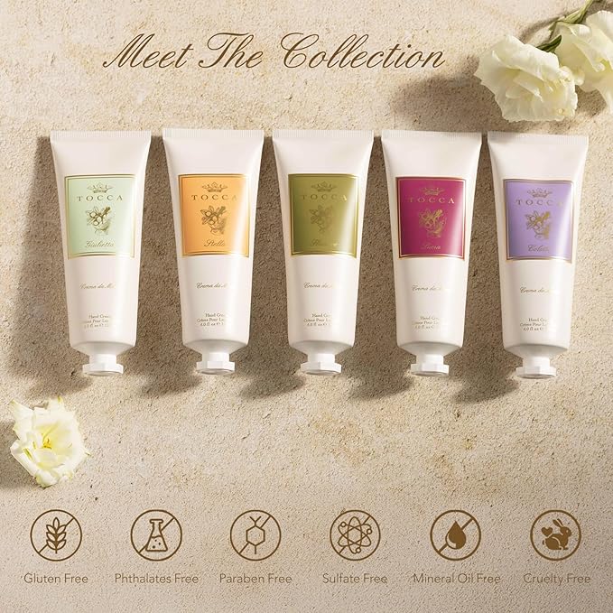 Tocca Crema de Mano Luxe, Stella Hand Cream, 4 oz - Blood Orange, Freesia, Spicy Lily - Moisturizing, Quick Absorbing