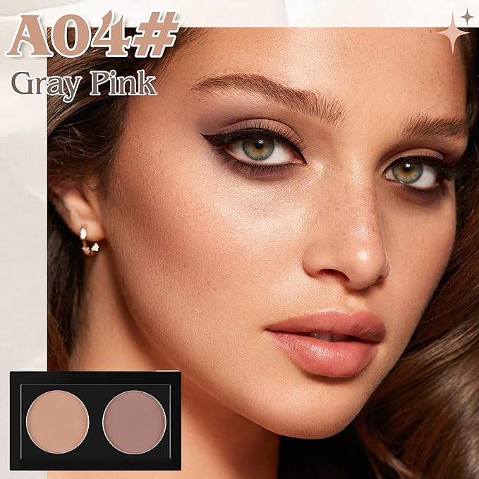 Duo Eye Shadow Powder，Nude &Warm Gray Matte Eyeshadow Makeup Palette，Neutral Shades Eyeshadow Palette for Woman Daily Eyes Looks，Highly Pigmented，Smooth, Blendable，sombras de ojos, Cruelty-Free 04