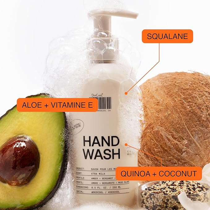 DedCool Xtra Milk Hand Wash | Hydrating Gentle Hand Cleanser | Squalane, Aloe & Marshmallow Root | Non-Toxic, Vegan, Carbon-Neutral | Moisturizing Formula for Daily Use | 16 fl oz