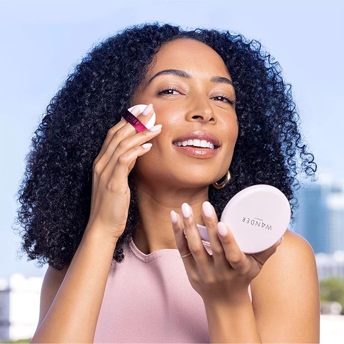 Wander Beauty Wanderlust Powder Foundation - Golden Rich - Blurs & Evens Skin Tone - Perfects & Hydrates With Hyaluronic Acid, Aloe, Honeysuckle, & Vitamin E - Lightweight, Buildable Coverage -0.31 oz