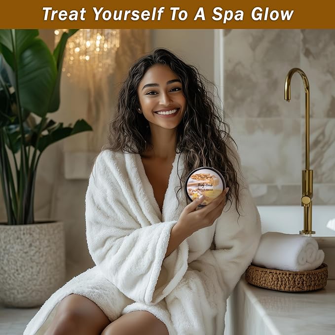 Bath Spa Gift Sets - Luxury Basket With Honey & Almond - Spa Kit Includes Wash, Bubble Bath, Lotion, Bath Salts, Body Scrub, Shower Puff, Bathbombs, Soap and Towel