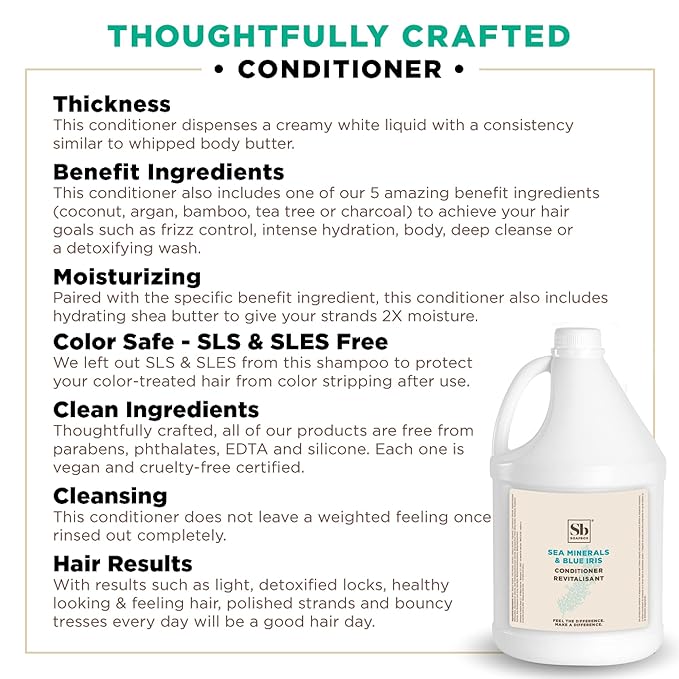 Soapbox Hair Conditioner, Sea Minerals & Blue Iris, Hydrating, Vegan, Color Safe, Sulfate Free & Silicone Free Conditioner Refill for Home & Professional Use - Gallon Size