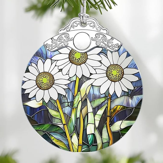 Christmas Ornaments: Stained Glass-Style April Birth Flower Ornament – Christmas Tree Decorations, Holiday Party Gifts, Mother's Day & Birthday Gifts for Women, Mom & Grandma | Birth Flower Gift