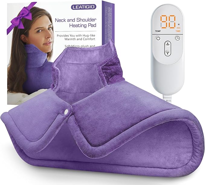 Heating Pad for Neck and Shoulder Pain Relief, Birthday Christmas Gifts for Women Mom Wife Sister Grandma Her, 2lb Electric Heating Pad for Back, 6 Heat Settings, Large 17x23inch, Purple