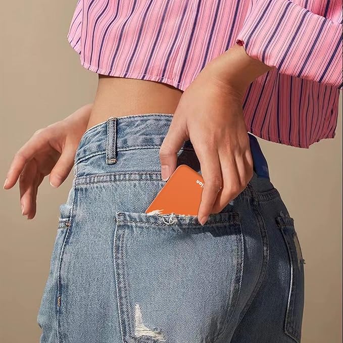 Kintion Rechargeable Pocket Mirror, Double Sided 1X/3X Magnification Compact Vanity Mirror, 3 Color Lights, Dimmable, Small Portable Wallet Mirror, Lighted Travel Mirror for Women Gifts, Orange