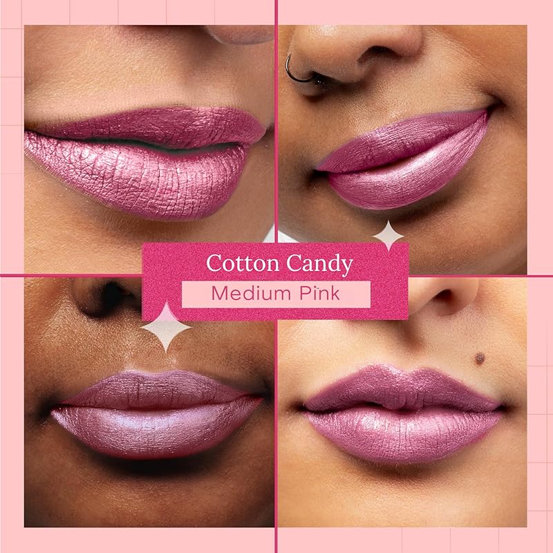 Aromi Metallic Matte Liquid Lipstick - Pink Lip Color for Women, Shimmery Finish, Long-Lasting, Waterproof Handmade (Cotton Candy)