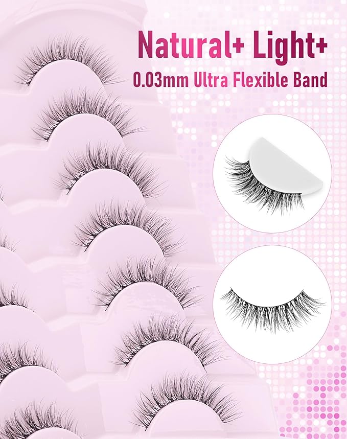 Frihappy Wispy Lashes Natural Eyelashes Fake Eyelashes Natural Lashes False Eyelashes Natural Eye Lashes Mink Lashes FRH-2