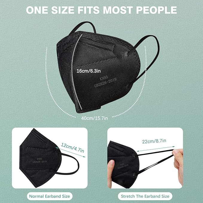 Pruk 50 Pack Masks, 5-ply Face Mask, Protective Cup Dust Mask, Disposable Mask with Nose Clip and Earloop