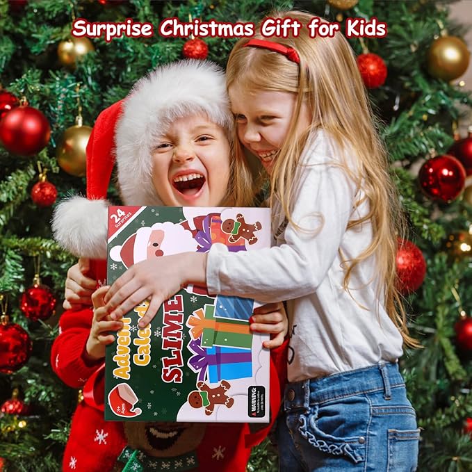 Slime Advent Calendar 2025 - Christmas Countdown Calendar 24 Days of Slime Gifts Kit for Girls Boys Kids Toddlers Teens 4-12 Years Old