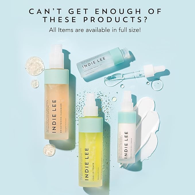 Indie Lee 100% Squalane Oil - Daily Face Oil & Hydrating Moisturizer for Dry Skin, Fine Lines and Wrinkles - Even Skin Tone, Brighten & Improve Texture, 10ml